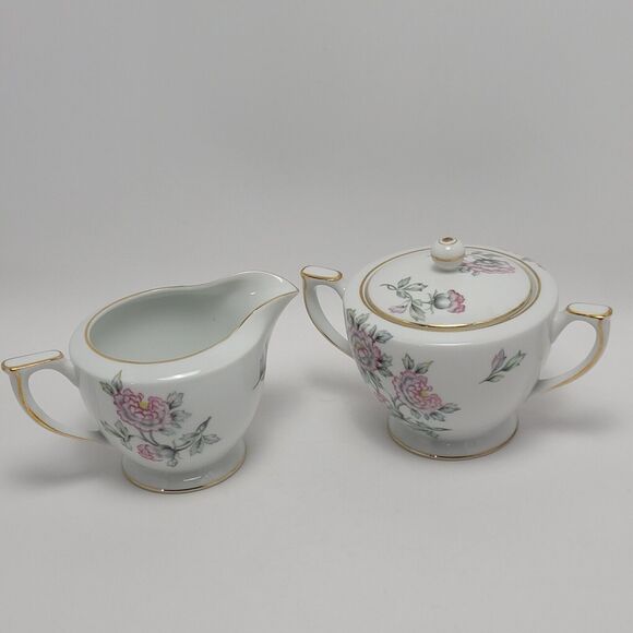 Mikado China Malay Made In Occupied Japan Sugar Bowl With Lid and Creamer - Picture 4 of 16